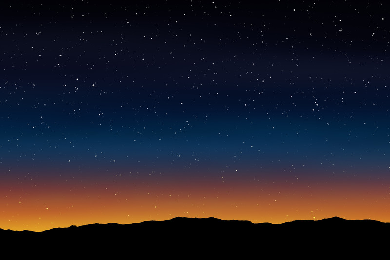 Starry night sky just after sunset over mountain range | SLM Facilities